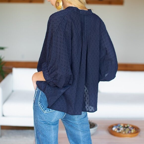 Emerson Fry Mandarin Collar Top - Maritime Dots, OS. EUC - Picture 7 of 7